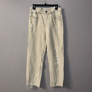 NWT BDG Urban outfitters ripped beige straight leg high waist jeans Pax W29 L32